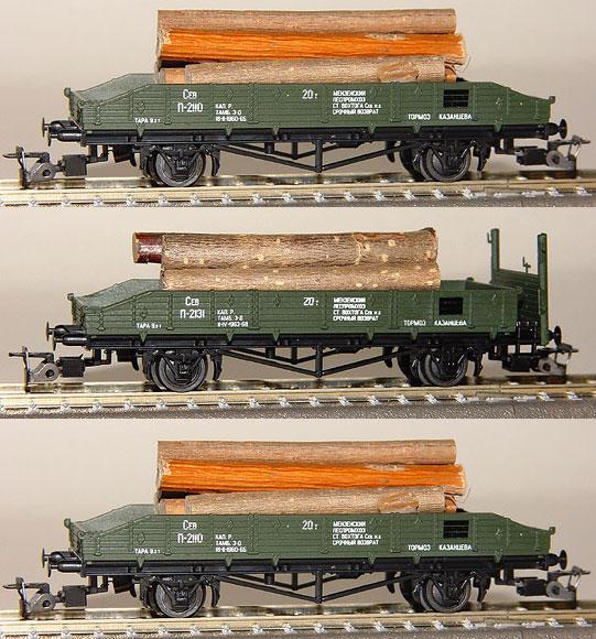 Set of 3 Flat cars with load privately owned by Timber Industry Enterprise<br /><a href='images/pictures/Peresvet/3201.jpg' target='_blank'>Full size image</a>